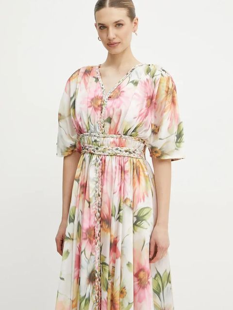 Guess sukienka LUCIE kolor różowy midi rozkloszowana W5PK1Z WHHF0