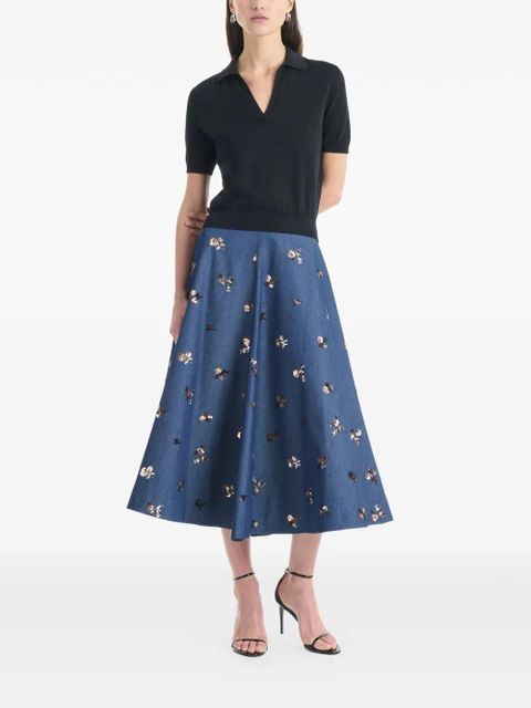 Altuzarra sequin-embellished floral-print skirt - Blue - zdjęcie produktu nr 2