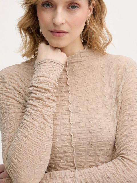 Sisley bluzka damska kolor beżowy gładka 3ELRL108B