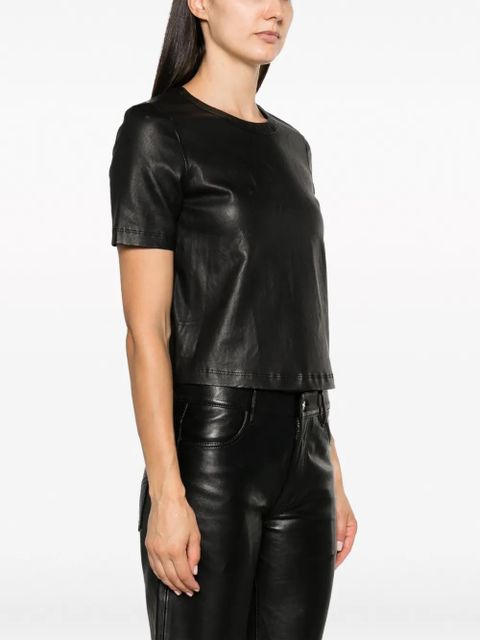 Zadig&Voltaire Tas crew-neck leather T-shirt - Black