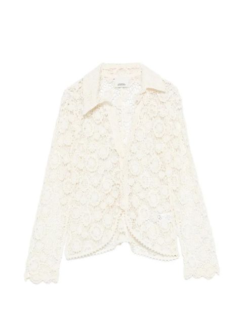 ISABEL MARANT Yana floral-lace long-sleeve shirt - Neutrals - zdjęcie produktu nr 1