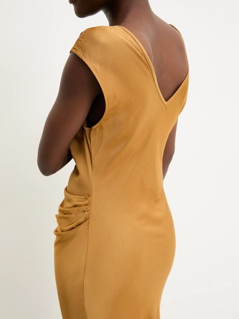 Answear.LAB sukienka kolor brązowy maxi rozkloszowana