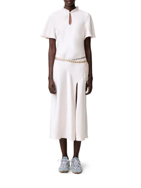 Claudie Pierlot ruffled keyhole midi dress - White