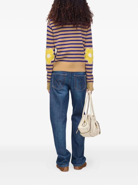 Marc Jacobs striped flower-embellished sweater - Brown