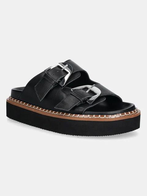 Coccinelle klapki skórzane damskie kolor czarny na platformie E4 SOF 17 03 01 001 - zdjęcie produktu nr 1