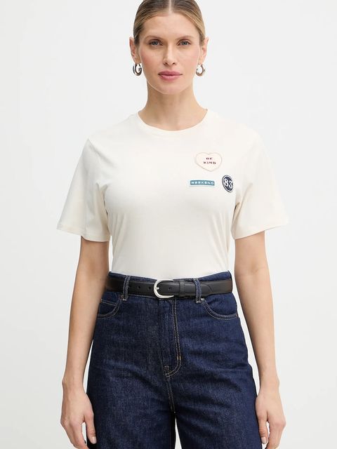 Weekend Max Mara t-shirt bawełniany WEST damski kolor beżowy 2615971041600 - zdjęcie produktu nr 1