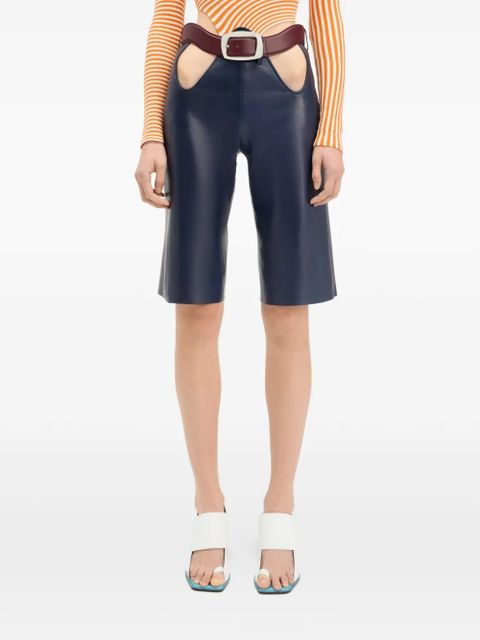 Jean Paul Gaultier The Cut-Out bermuda leather shorts - Blue