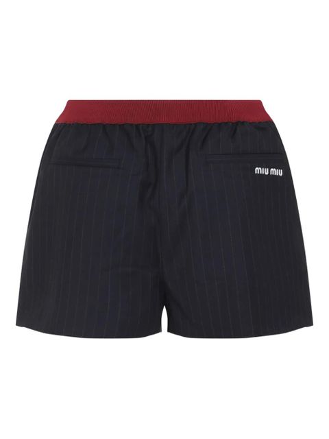 Miu Miu pinstripe elasticated-waist shorts - Blue - zdjęcie produktu nr 2