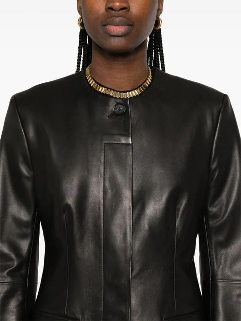 TOTEME collarless leather jacket - Black