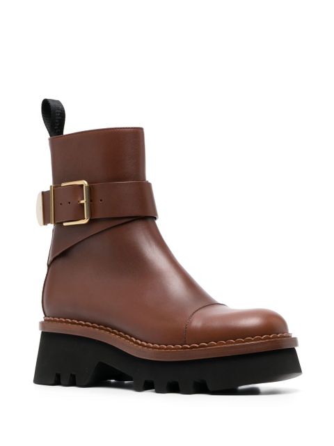 Chloé Owena ankle leather boots - Brown