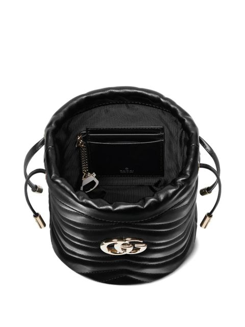 Gucci GG Marmont chevron-stitching logo-plaque mini bag - Black