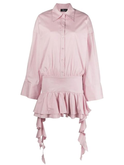 Blumarine dropped-waist ruffled shirtdress - Pink - zdjęcie produktu nr 1