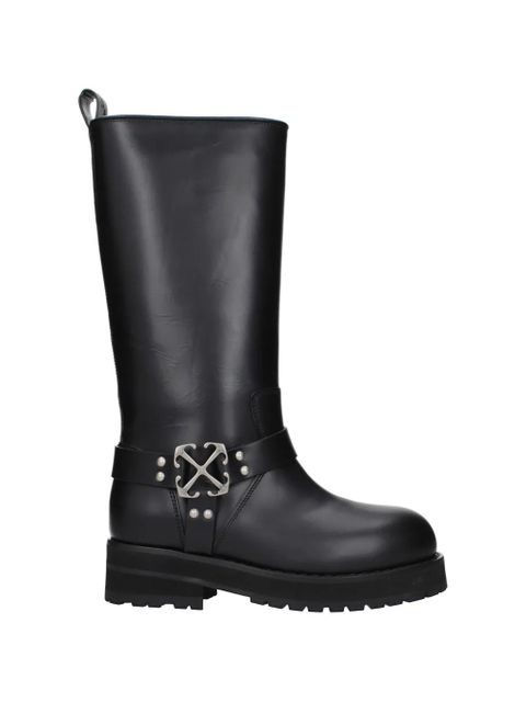 Off-White Off Track buckle-detail leather high boots - Black - zdjęcie produktu nr 1