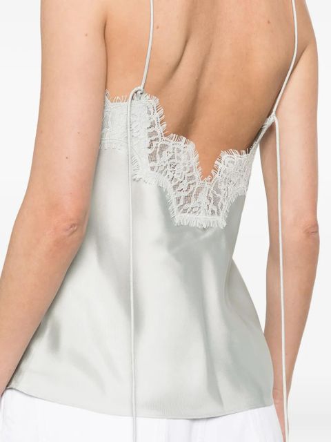 Róhe lace-trim silk top - Blue