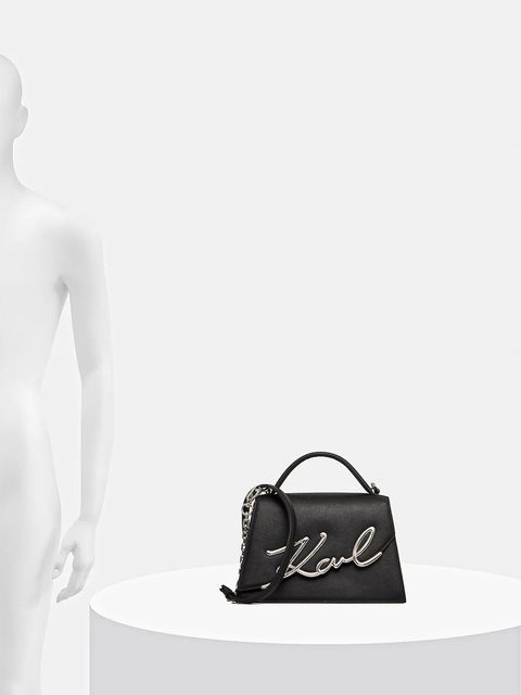 Karl Lagerfeld torebka skórzana K/SIGNATURE kolor czarny A1W30036