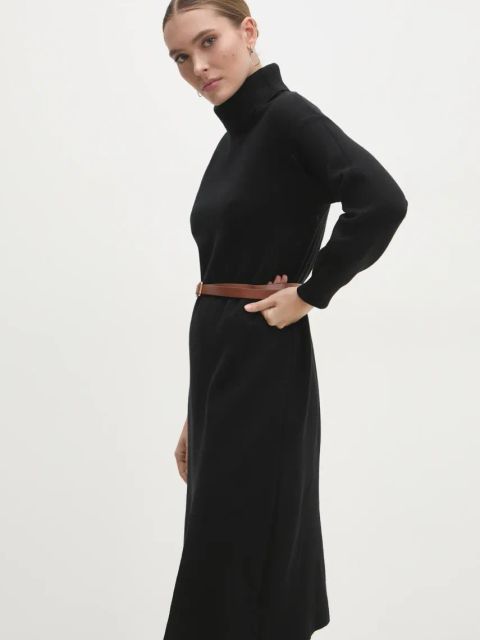 Answear.LAB sukienka kolor czarny midi prosta