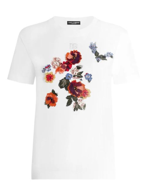 Dolce & Gabbana floral-detail T-shirt - White - zdjęcie produktu nr 1