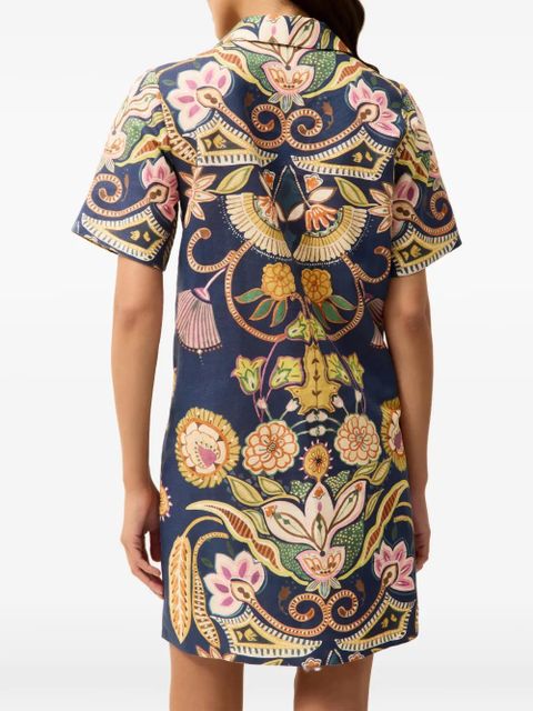 Marie Oliver Dede floral V-neck mini dress - Blue