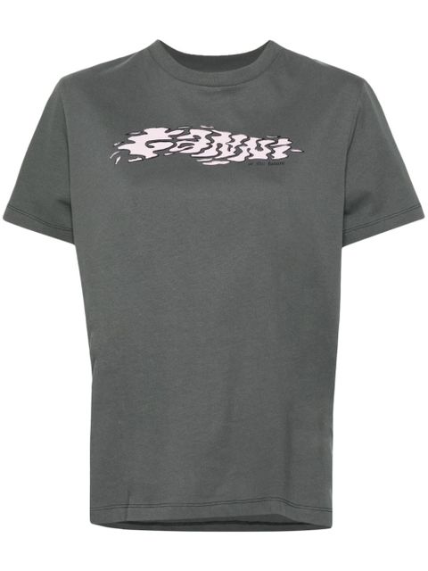 GANNI logo-print cotton T-shirt - Grey