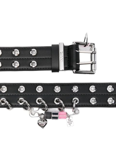 GANNI double-eyelet belt - Black