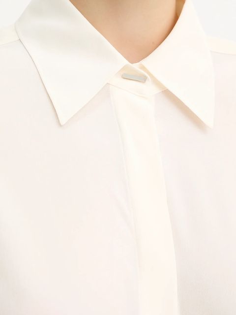 BOSS koszula jedwabna damska kolor beżowy relaxed z kołnierzykiem klasycznym 50551961