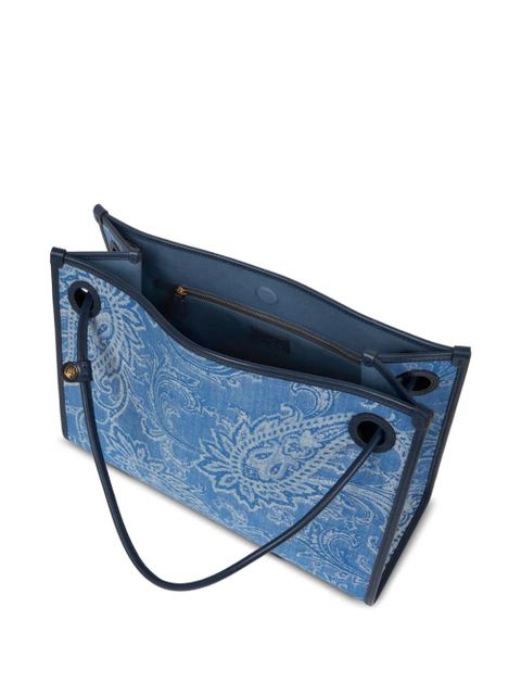 ETRO jacquard denim medium tote bag - Blue