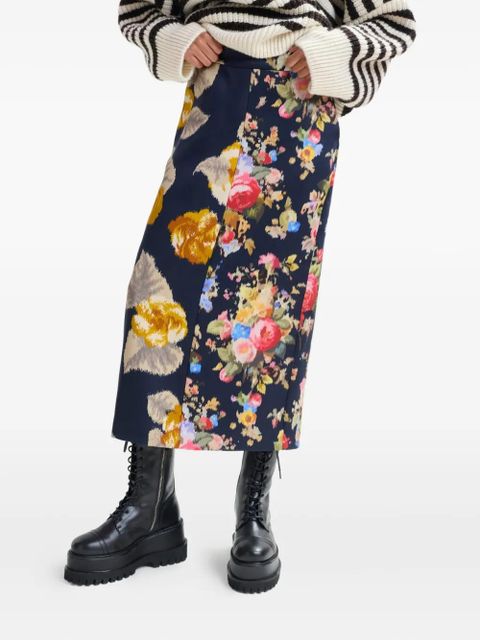 Essentiel Antwerp Jonsea floral-print skirt - Blue