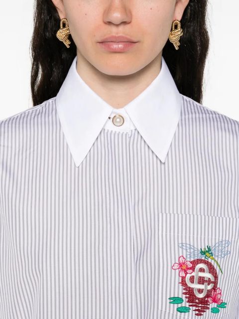 Casablanca striped embroidered shirt - White
