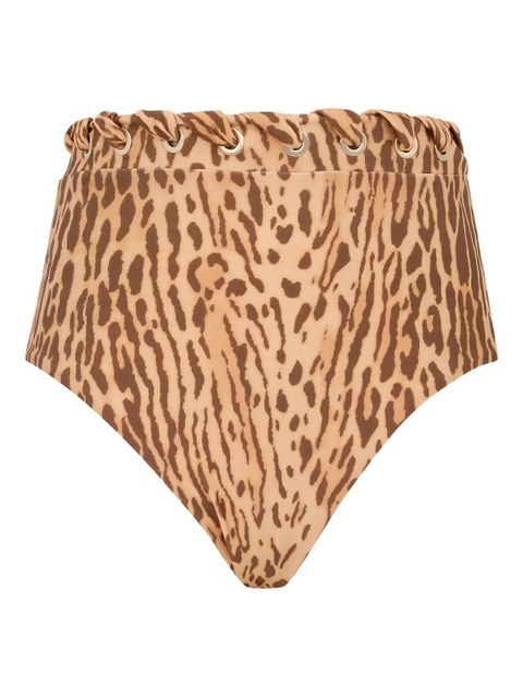 ZIMMERMANN Cascadian leopard-print high-waist bikini bottom - Brown - zdjęcie produktu nr 1