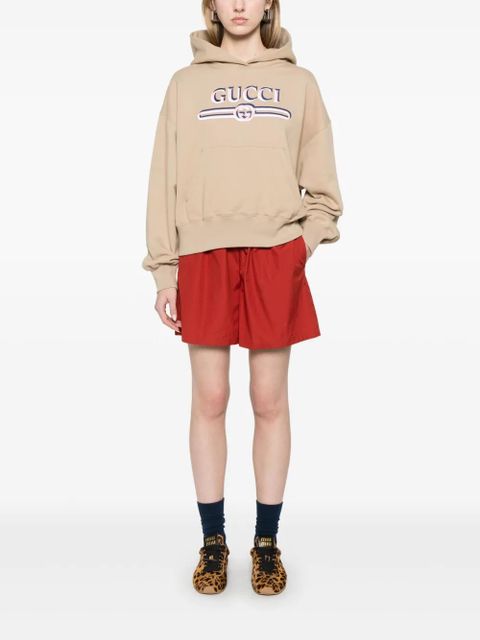 Gucci logo-print hoodie - Brown