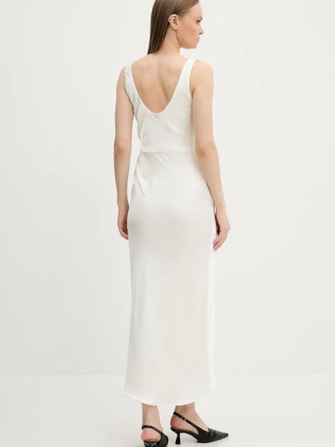 Abercrombie & Fitch sukienka kolor beżowy midi prosta KI159-5895