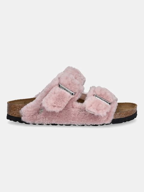 Birkenstock kapcie wełniane Arizona Shearling Upper kolor różowy 1030274