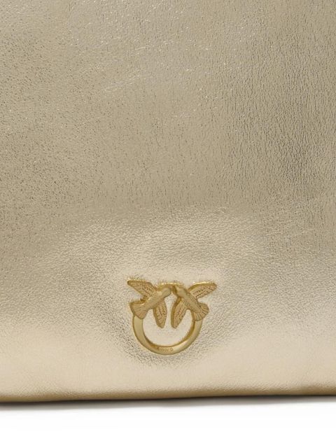 PINKO Love Birds-logo leather shoulder bag - Yellow