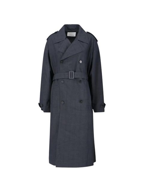 The Frankie Shop Bleecker double-breasted plaid trench coat - Grey
