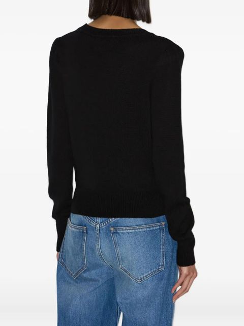 MARANT ÉTOILE Abelle gathered-sleeves embroidered-logo sweater - Black