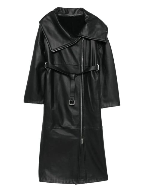 Sportmax belted leather coat - Black - zdjęcie produktu nr 1