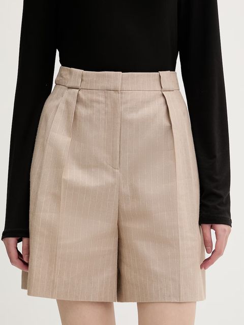 HUGO szorty eleganckie damskie z dodatkiem lnu Hamonu - zdjęcie produktu nr 1