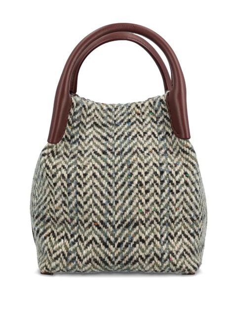 Loro Piana mini Bale herringbone-pattern tote bag - Grey