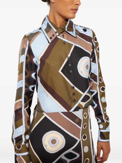 PUCCI Vivara-print silk crop shirt - Brown