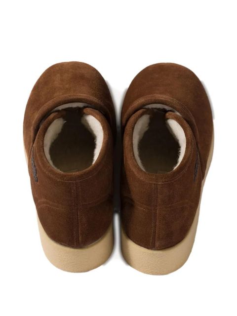 Miu Miu logo-lettering suede boots - Brown