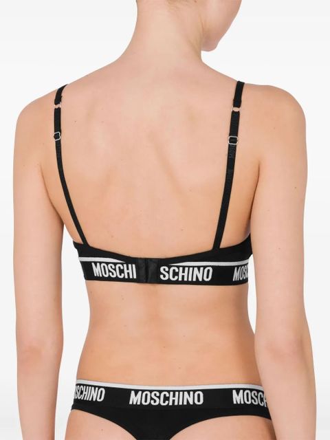 Moschino logo-underband triangle-cup bra - Black