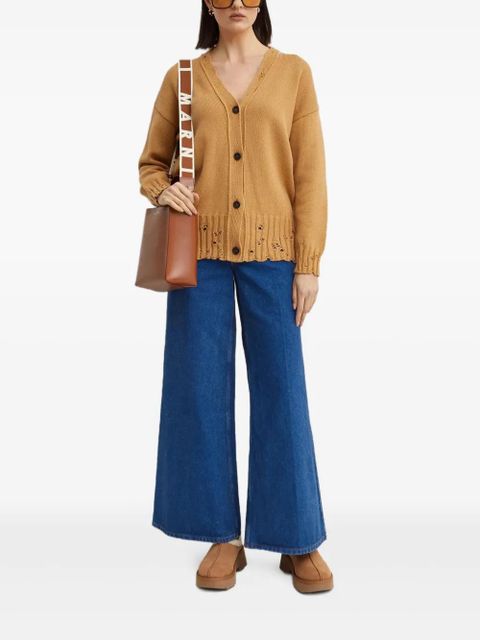 Marni button distressed cardigan - Neutrals