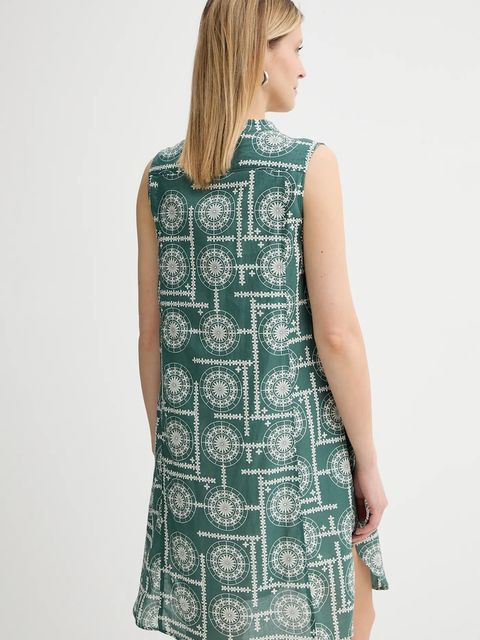 Marc O'Polo sukienka bawełniana kolor zielony mini rozkloszowana 516080921135