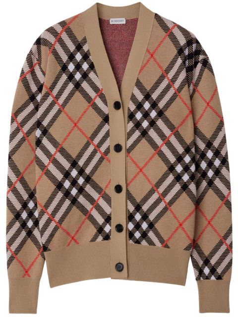 Burberry check wool-blend cardigan - Brown - zdjęcie produktu nr 1