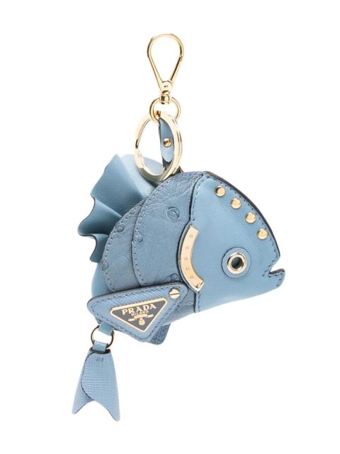 Prada leather key ring - Blue