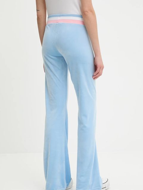 Juicy Couture spodnie dresowe welurowe CHRISTINE STRIPE LOW RISE damskie kolor niebieski gładkie JCWBJ225352 - zdjęcie produktu nr 2