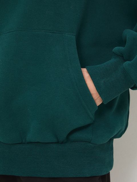 Medicine bluza damska kolor zielony z kapturem gładka