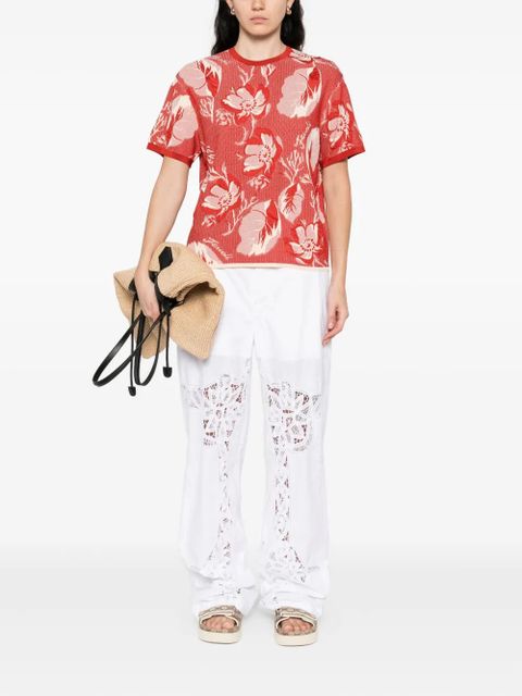 FENDI floral-pattern short-sleeved T-shirt - Red