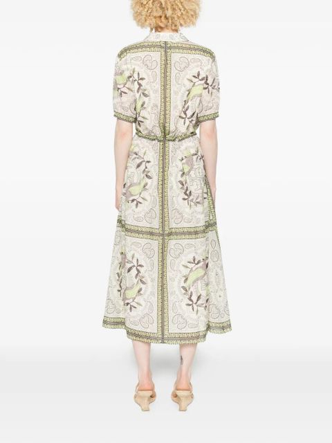 Tory Burch bird paisley midi dress - Neutrals