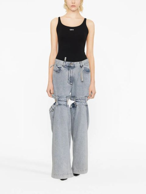 The Attico Ashton cut-out wide-leg jeans - Blue - zdjęcie produktu nr 2